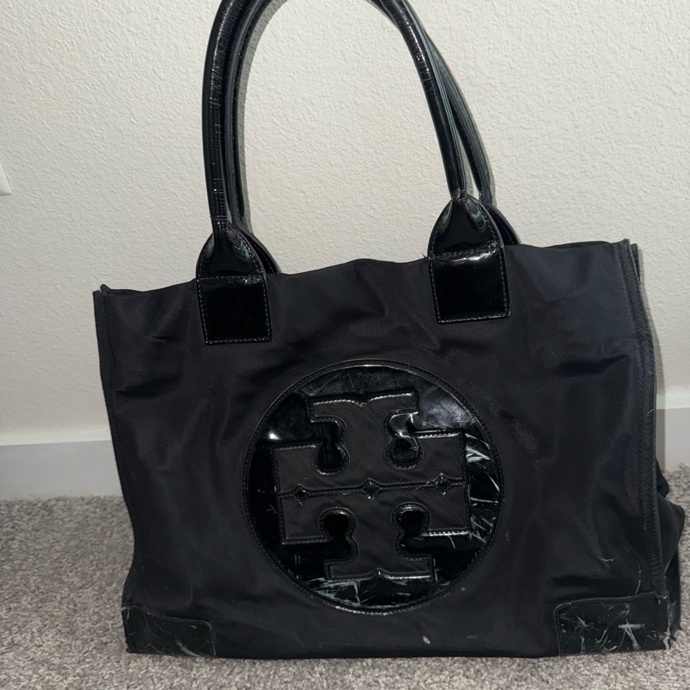 Tory Burch Black Ella Tote Bag - Large
